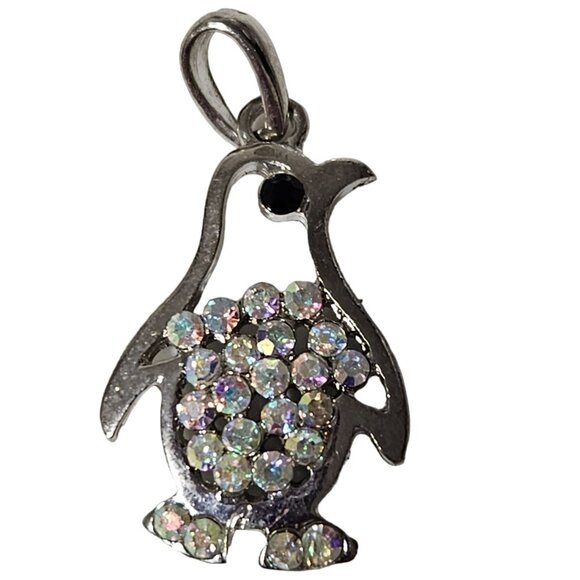 Penguin Rhinestone Pendant Charm Silver Tone Gift Bird Lovers Jewelry Women - Picture 1 of 4